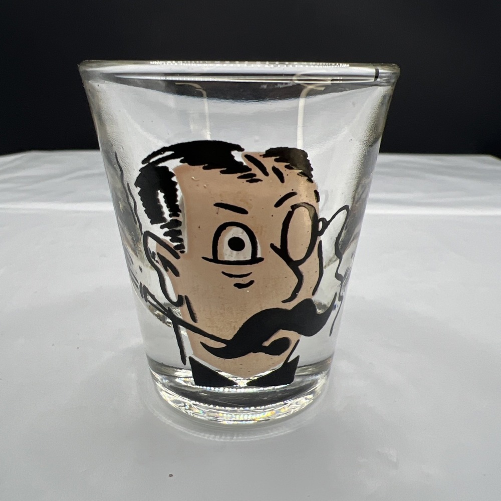Vintage I Say Jolly What Shot Glass Roving Googly Floating Eye Novelty Barware